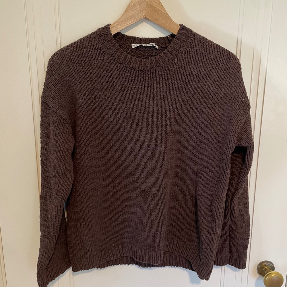 Abercrombie‎ Brown Lightweight Knit Cotton Blend Crewneck Sweater XS